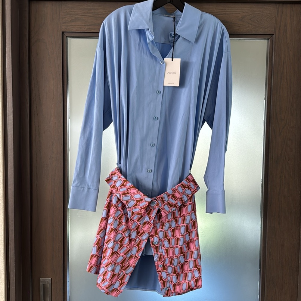 Alexis Light Blue Dress Shirt with Patterned Skirt - Picture 12 of 14